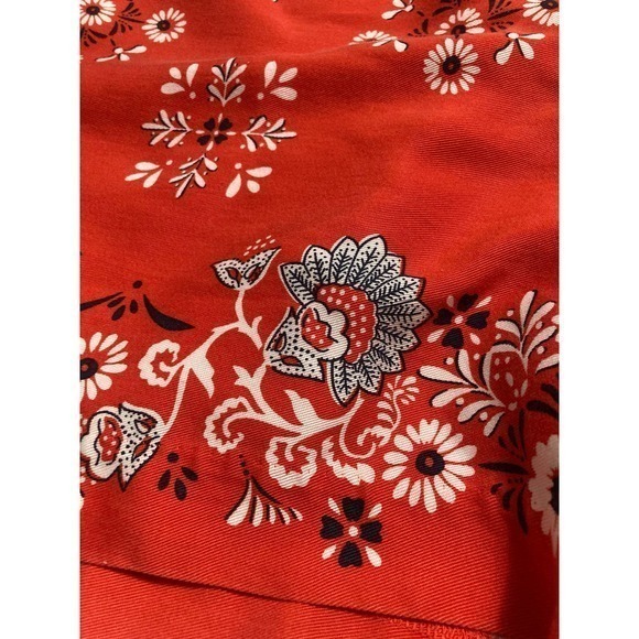 Ann Taylor Pull On Shorts Size 10 Orange White Navy Floral - Picture 2 of 8